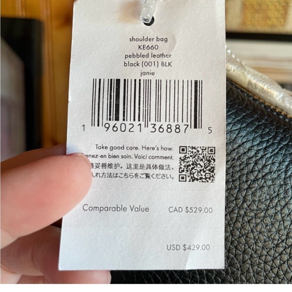 NEW Kate Spade Janie Black Pebbled Leather Shoulder Bag Crossbody Purse KE660 - Picture 11 of 11